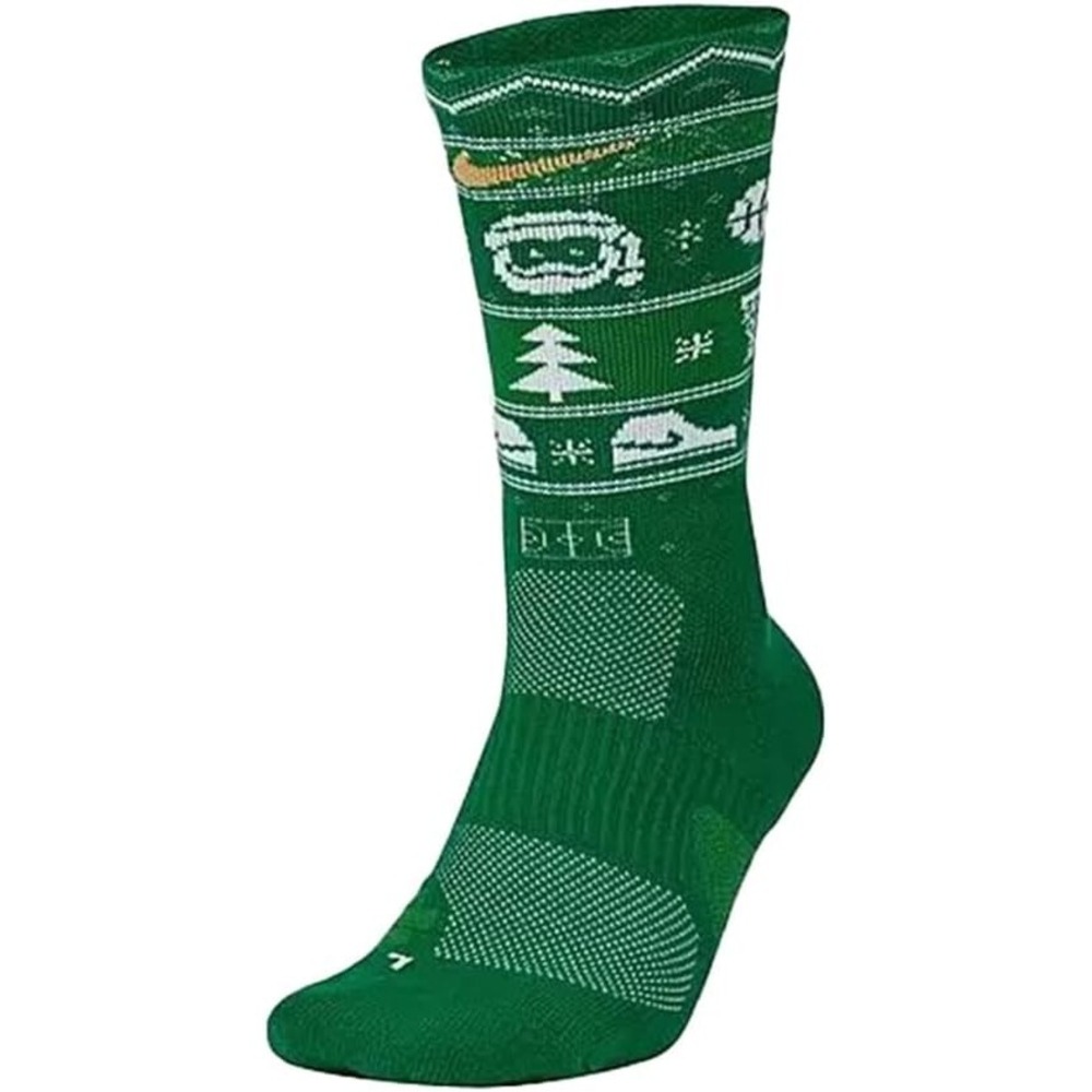 Nike Elite Green Crew Polyester Cushion Holiday Basketball Socks SZ - W4-6 /Y3-5